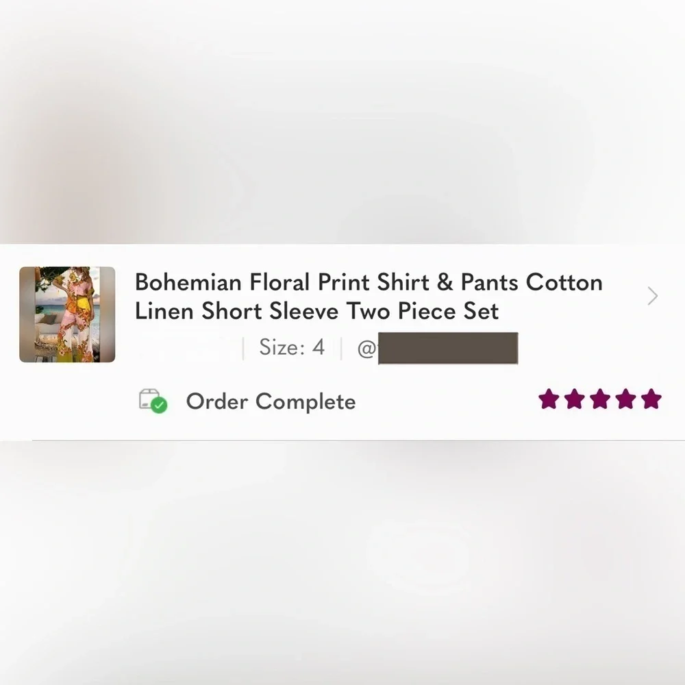 Bohemian Floral Print Shirt & Pants Cotton Linen Short Sleeve Two Piece Set - Picture 11 of 12